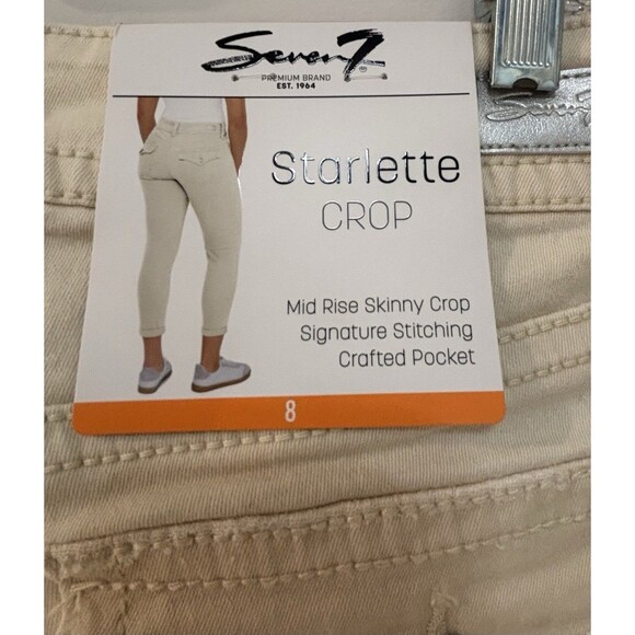 NEW Seven 7 Starlette Mid Rise Skinny Stretch Crop Neutral Color Denim Size 8 - Picture 7 of 8
